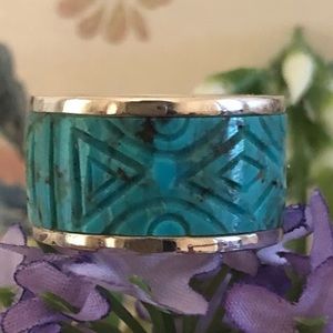 Silpada Sterling Silver Stabilized Turquoise Headliner Ring R2868 Size 6